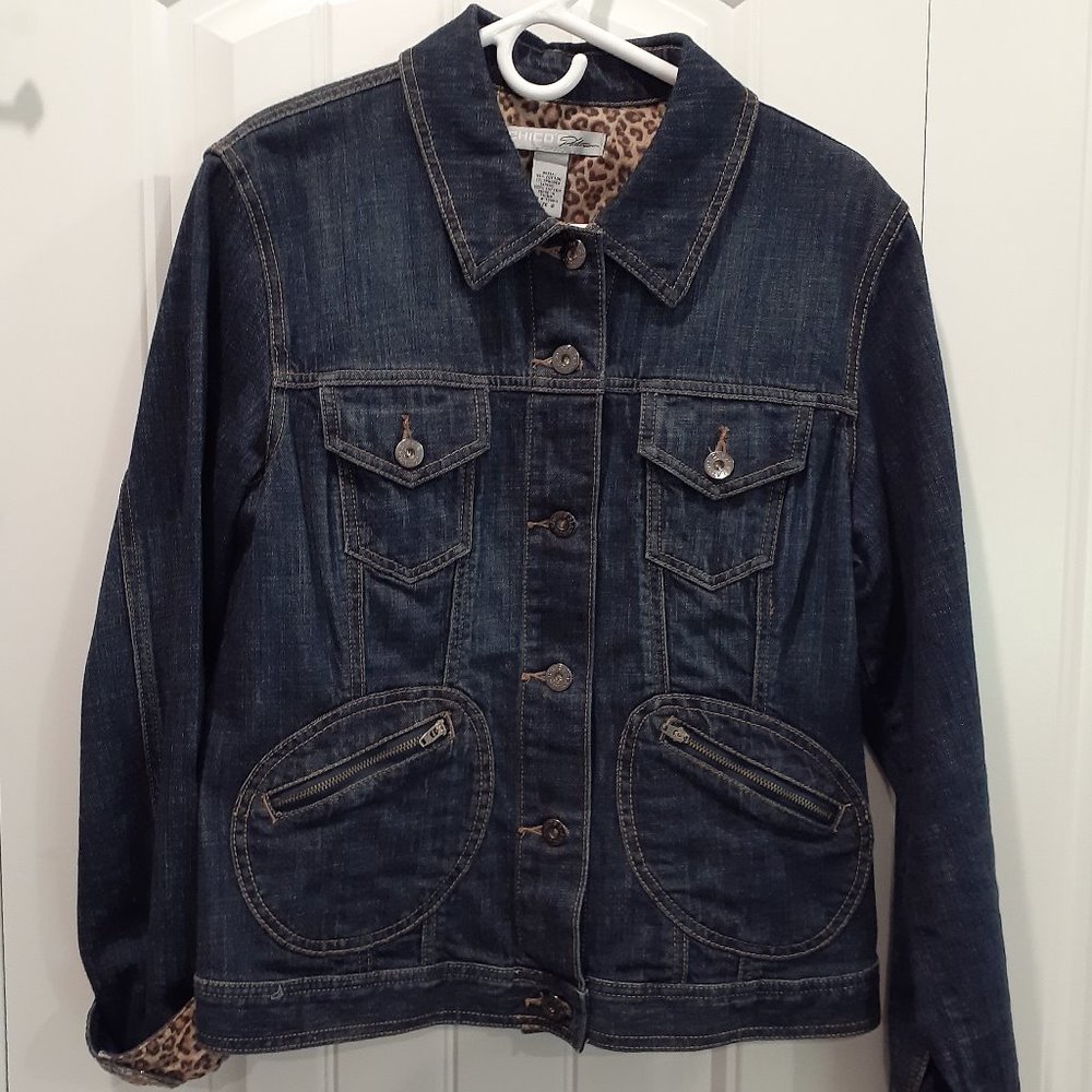 CHICO'S Platinum Denim Jacket-Size 2